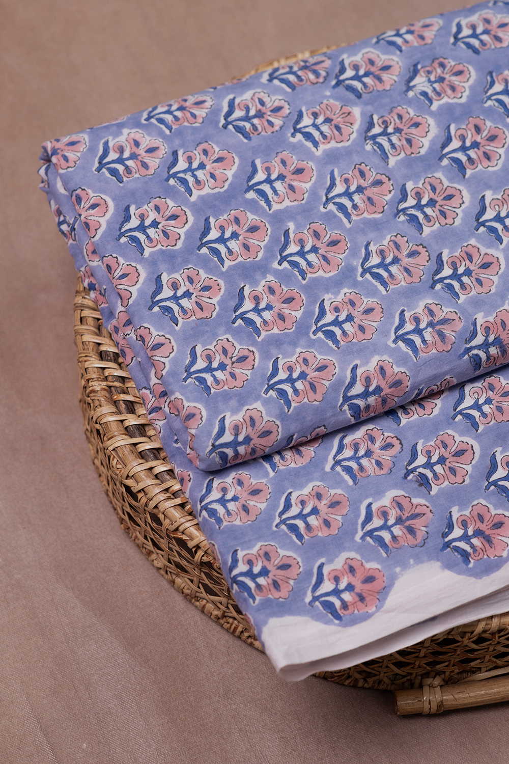 Light Blue Sanganeri Cotton Fabric