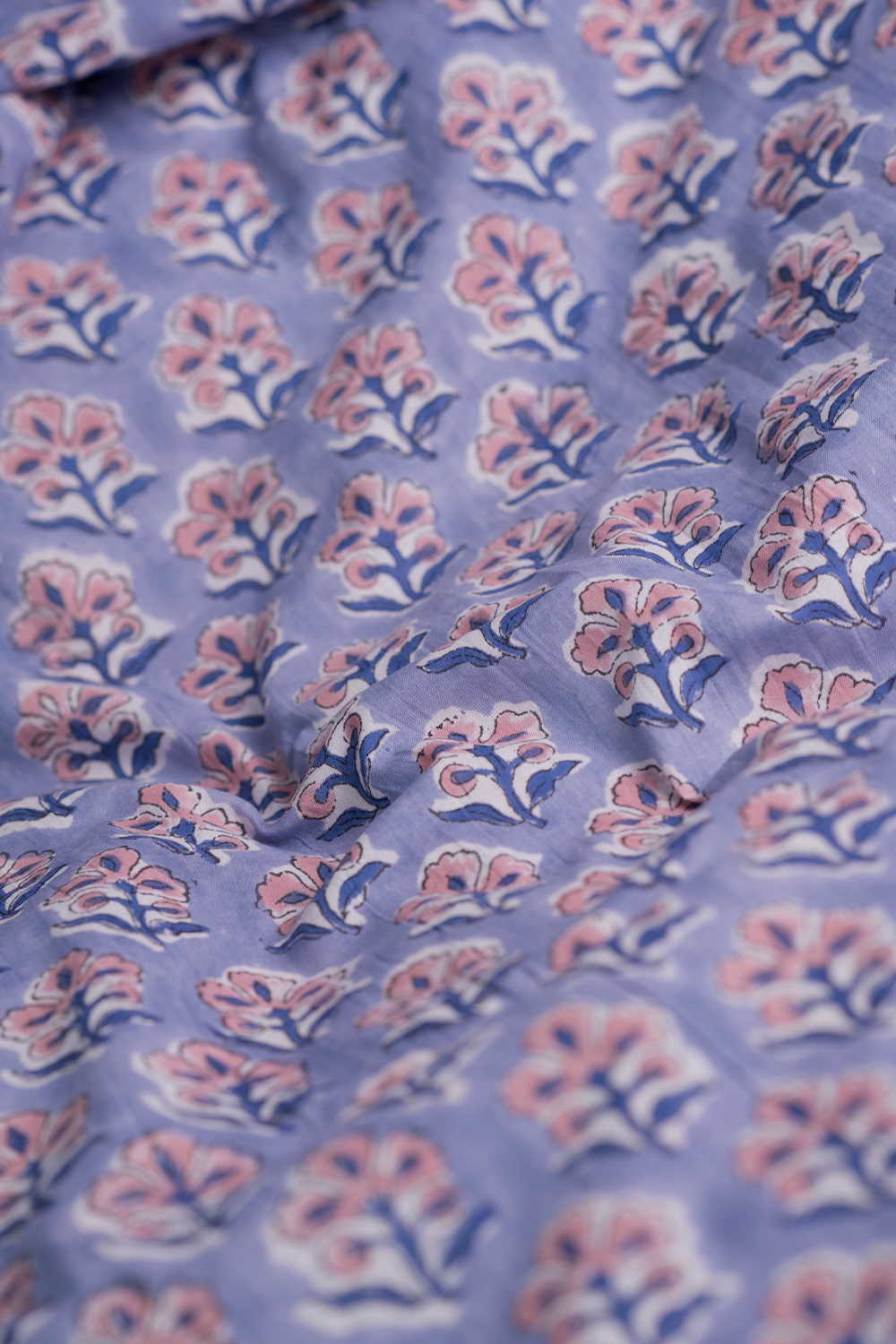 Light Blue Sanganeri Cotton Fabric - Image 3
