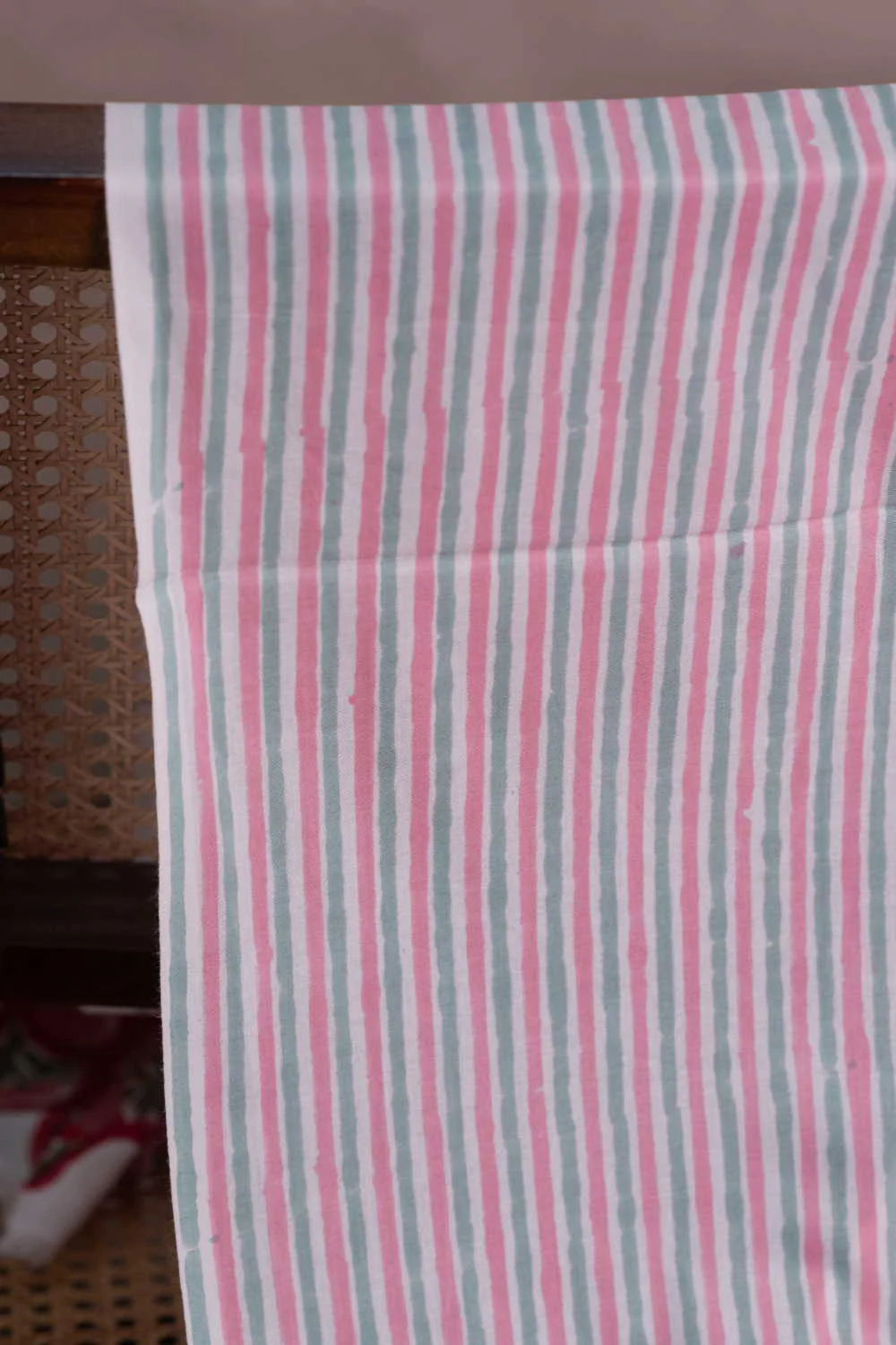 Contrast Stripe Sanganeri Cotton Fabric