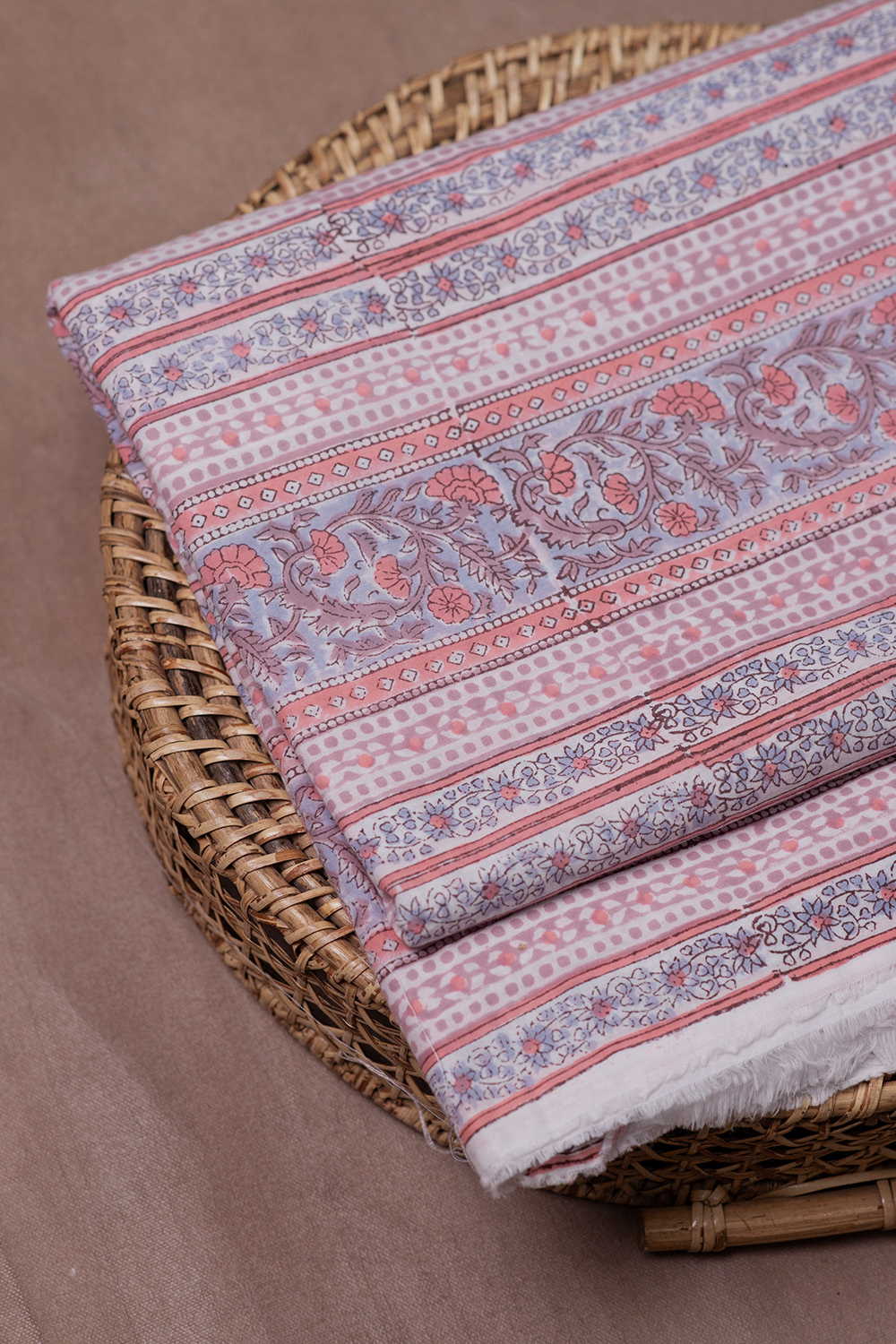 Floral Bands Sanganeri Cotton Fabric
