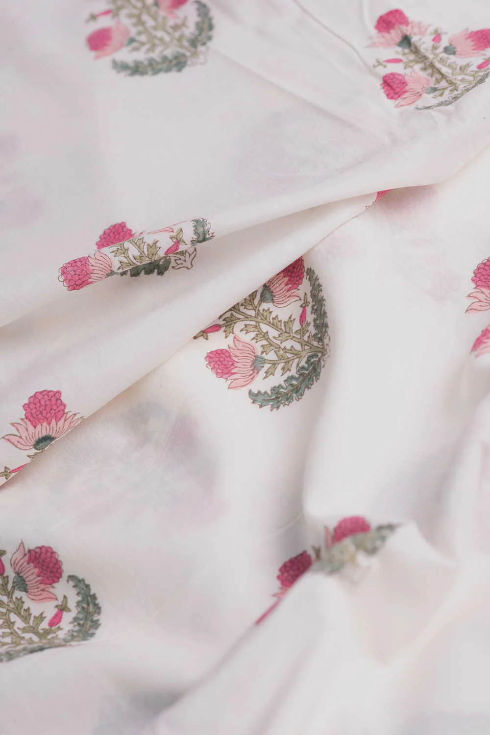 Blossom Bud Buttas - Off-White Sanganeri Cotton Fabric - Image 3