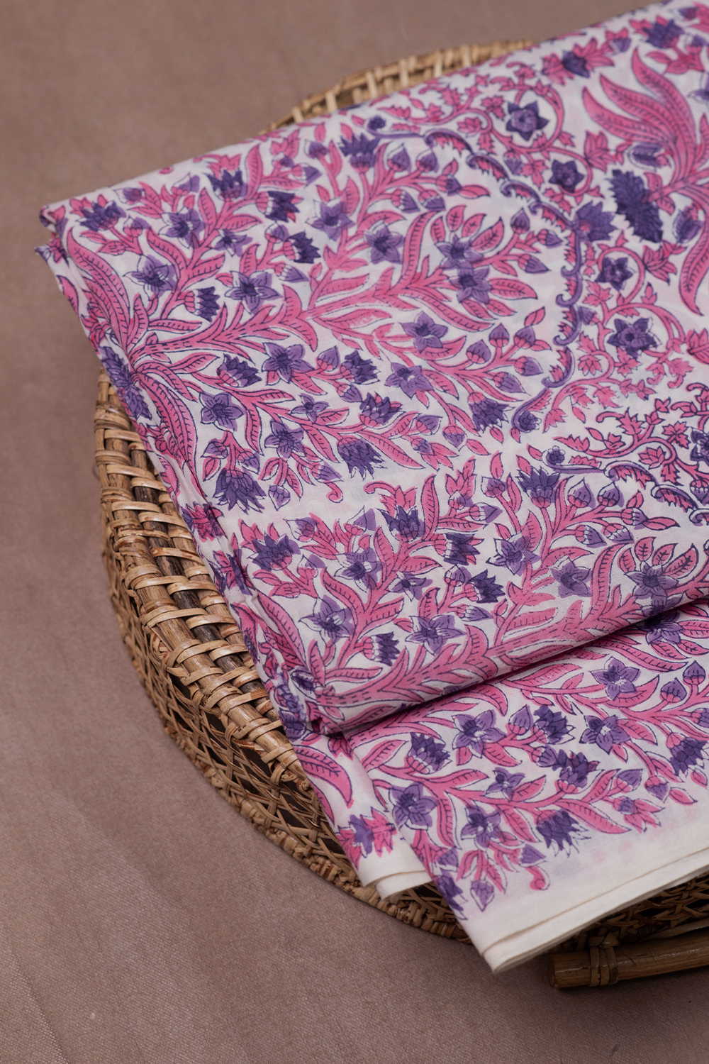 Garden Vine Floral Sanganeri Cotton Fabric