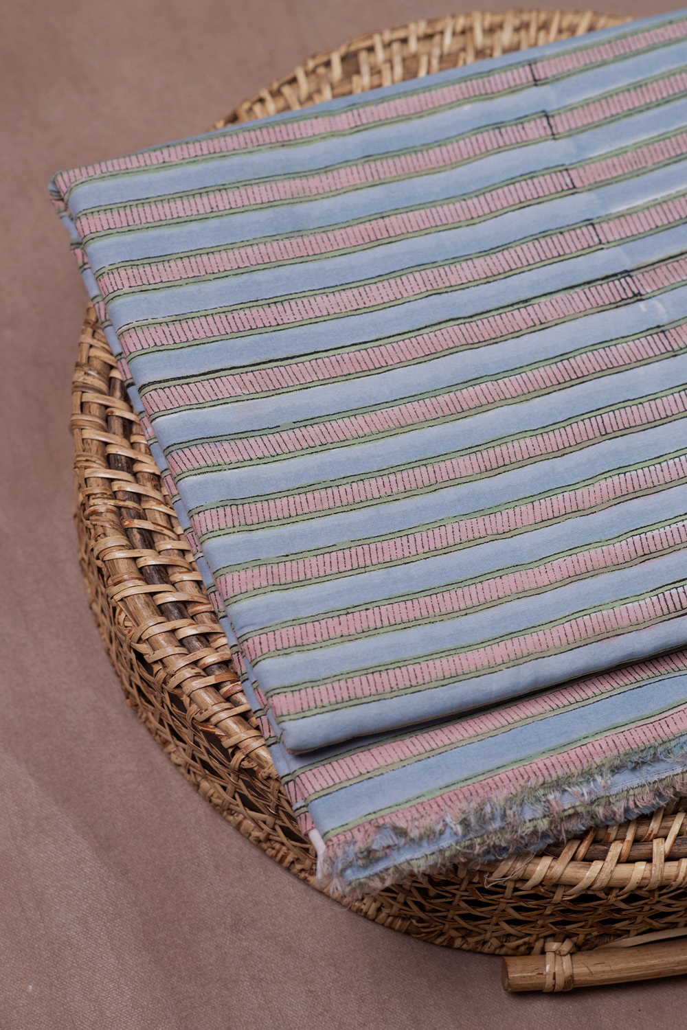 Subtle Stripes Sanganeri Cotton Fabric