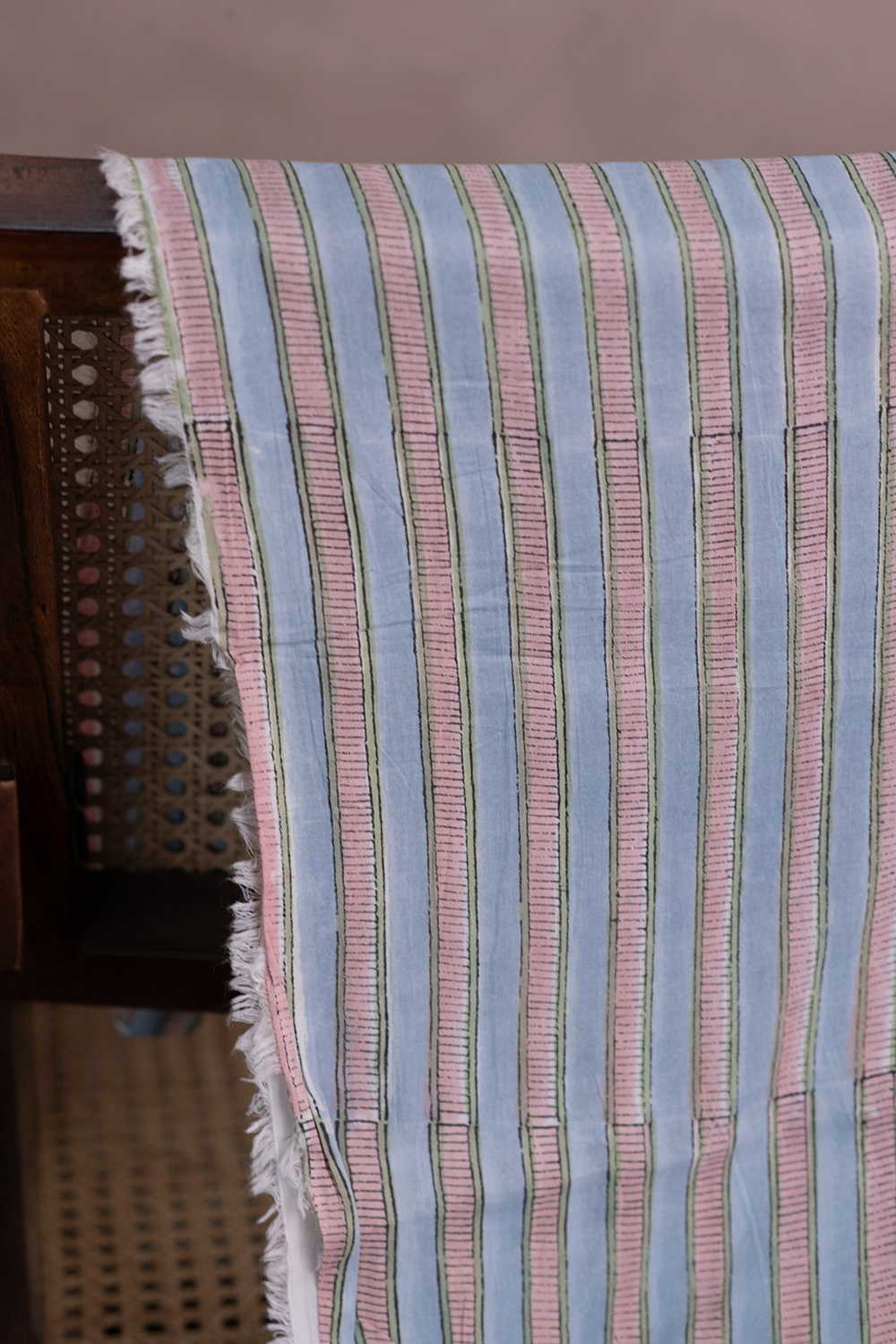 Subtle Stripes Sanganeri Cotton Fabric - Image 2