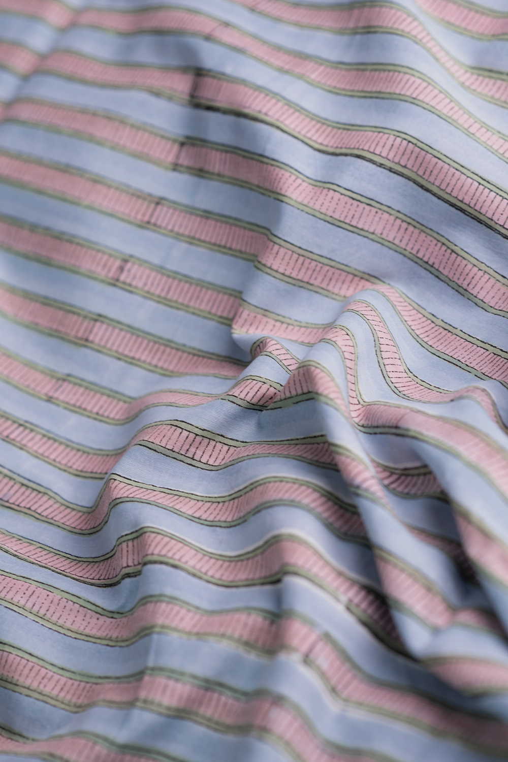 Subtle Stripes Sanganeri Cotton Fabric - Image 3