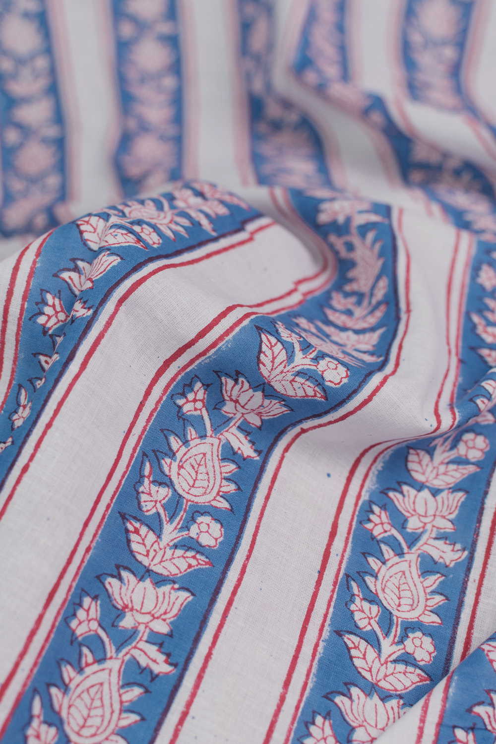 Heritage Floral Border Sanganeri Cotton Fabric - Image 3