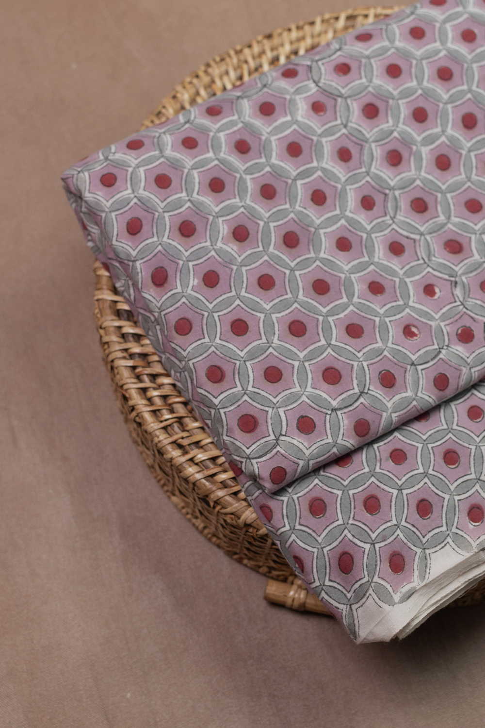 Vintage Hexagon Tile Sanganeri Cotton Fabric - Image 2