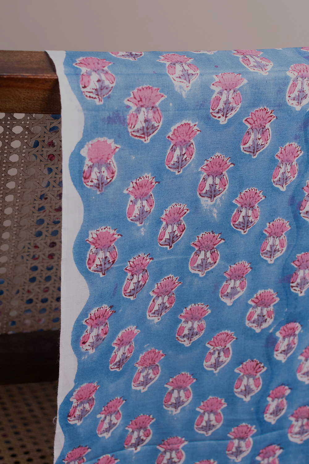Pink Butta Floral Sanganeri Cotton Fabric
