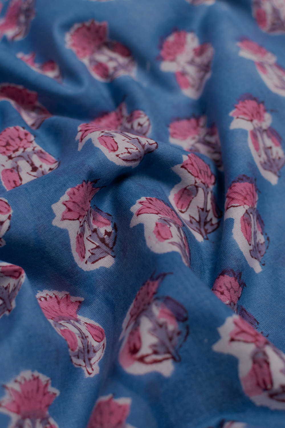 Pink Butta Floral Sanganeri Cotton Fabric - Image 2