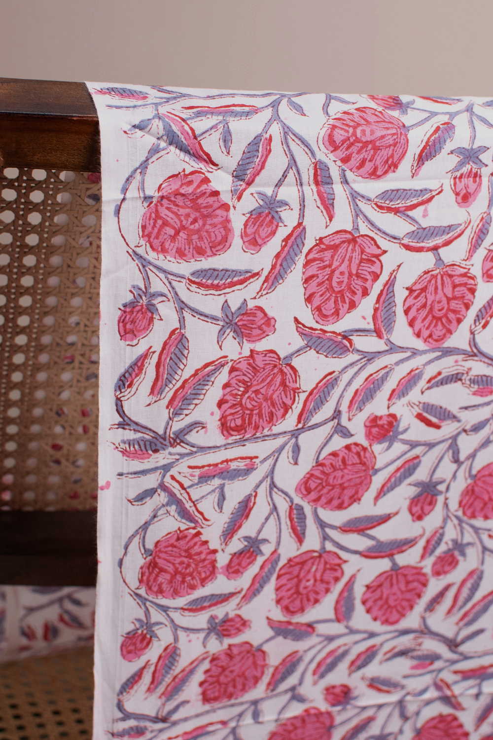 Vintage Floral Sanganeri Cotton Fabric