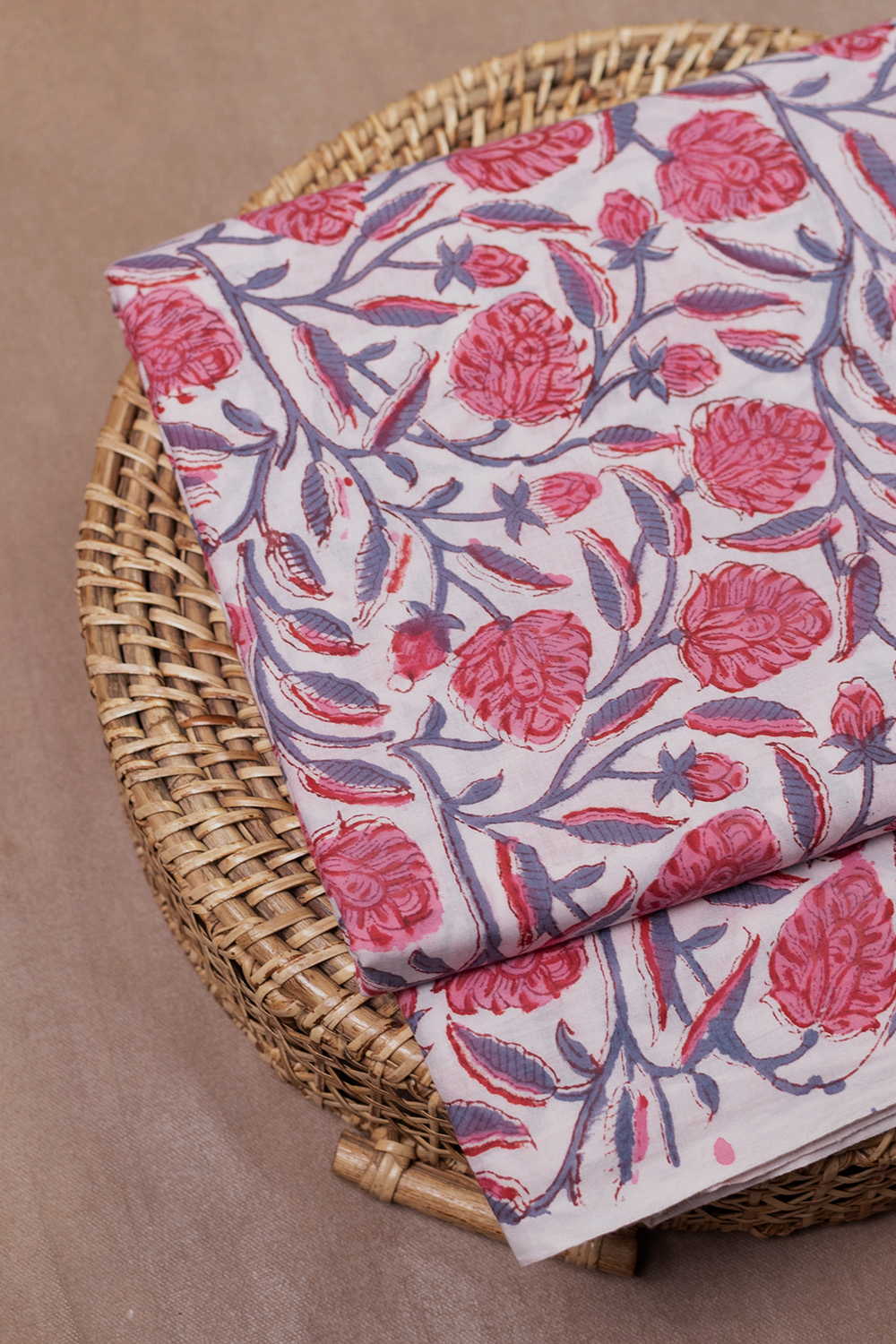 Vintage Floral Sanganeri Cotton Fabric - Image 2