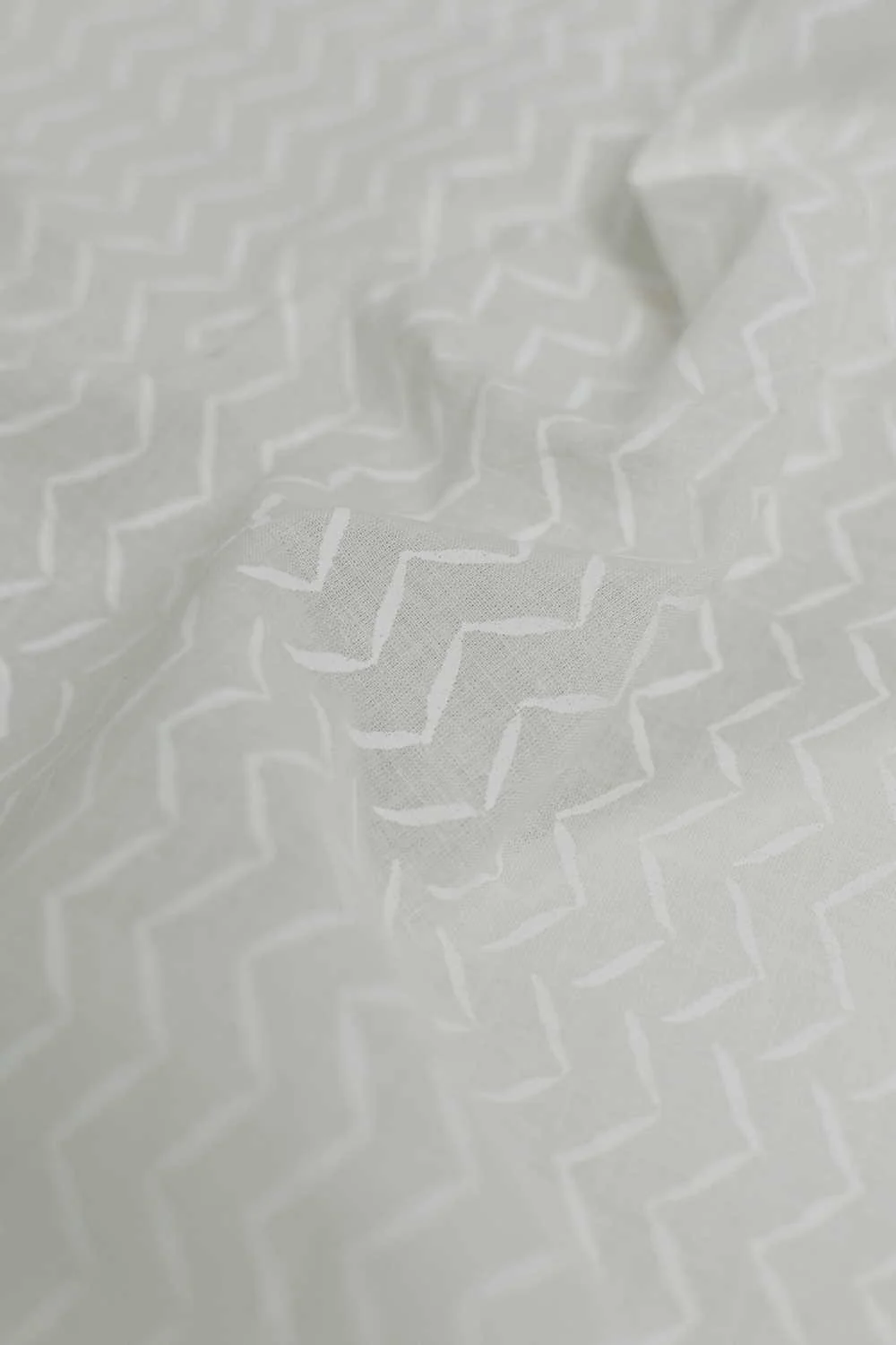 Chevron - Cream Sanganeri Cotton Fabric - Image 2