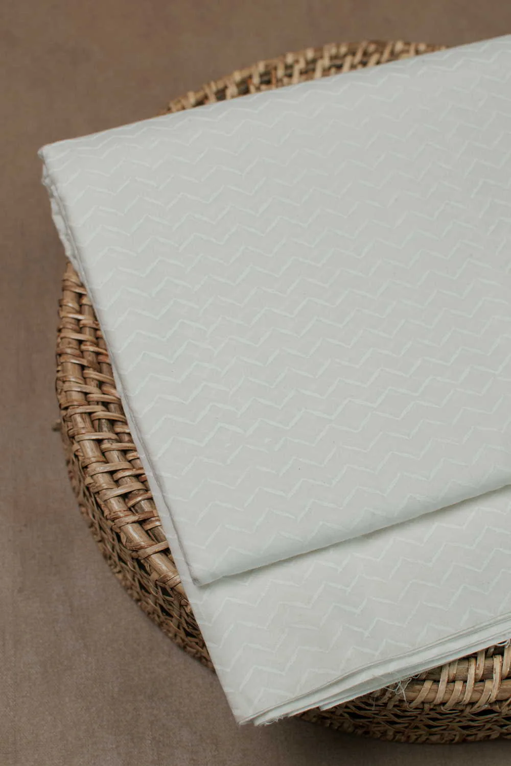 Chevron - Cream Sanganeri Cotton Fabric - Image 3