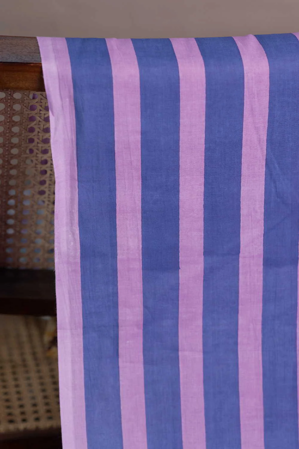 Purple & Blue Stripe Sanganeri Cotton Fabric - Image 2