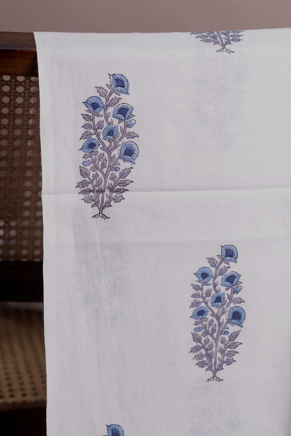 Floral Butta - Cream Sanganeri Cotton Fabric