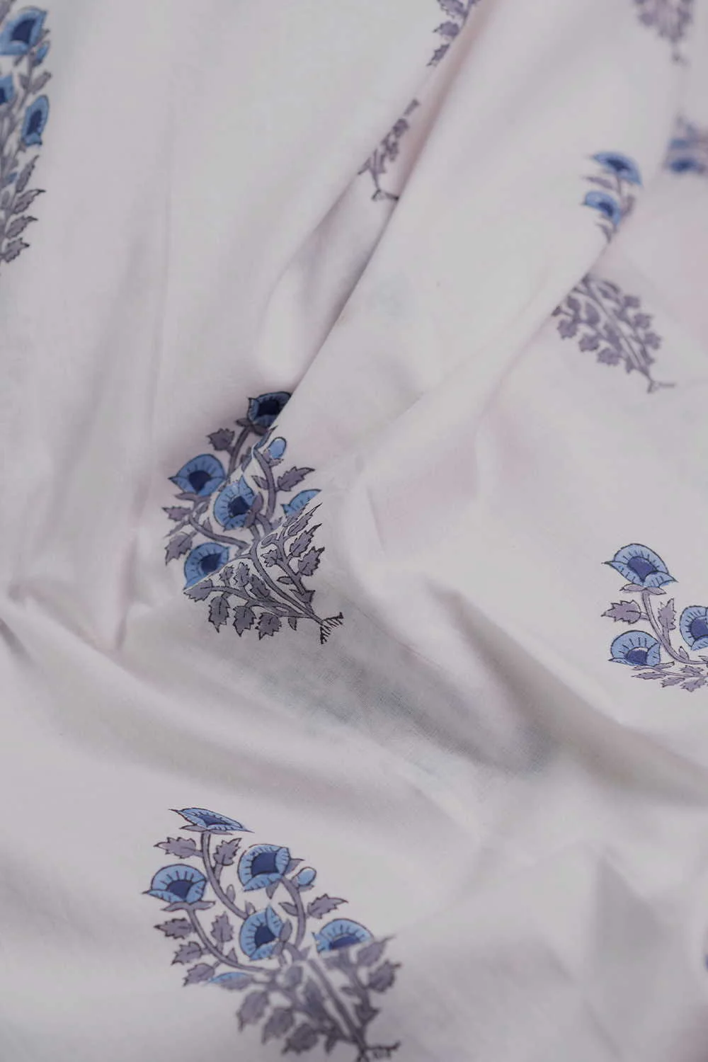 Floral Butta - Cream Sanganeri Cotton Fabric - Image 2