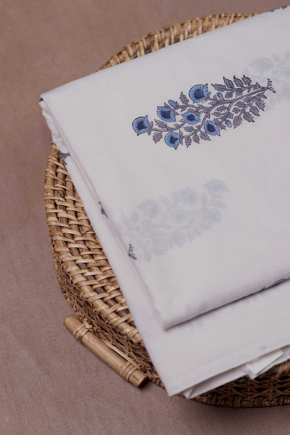 Floral Butta - Cream Sanganeri Cotton Fabric - Image 3