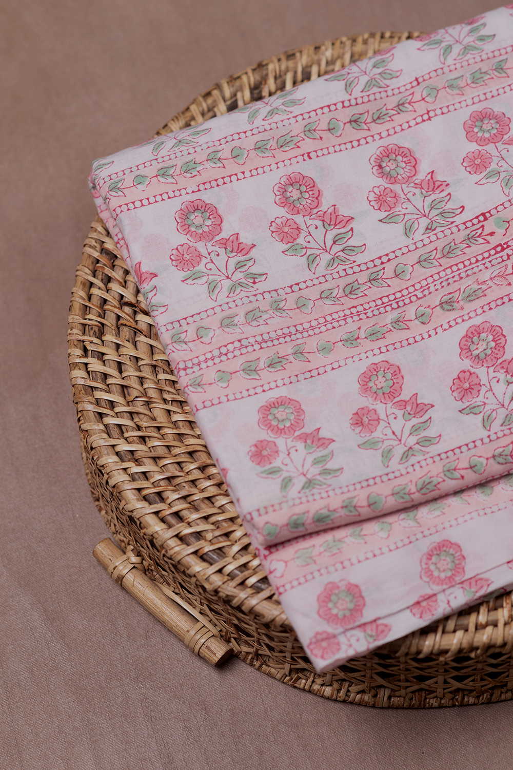 Running Floral - Cream Sanganeri Cotton Fabric