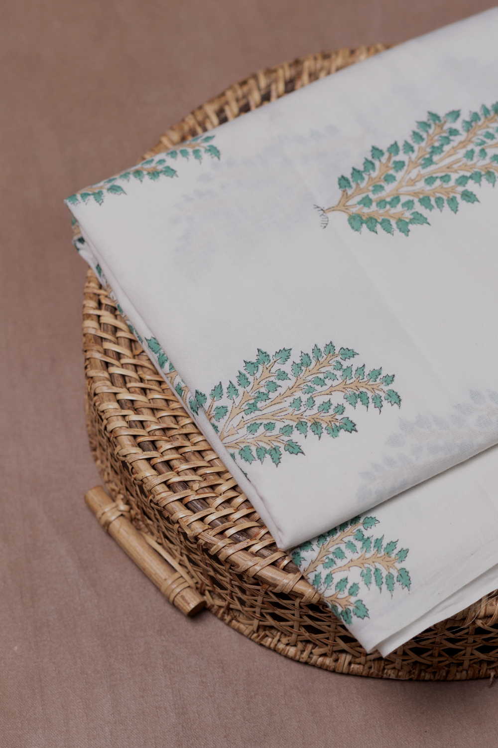 Mint Grove - Cream Sanganeri Cotton Fabric - Image 3