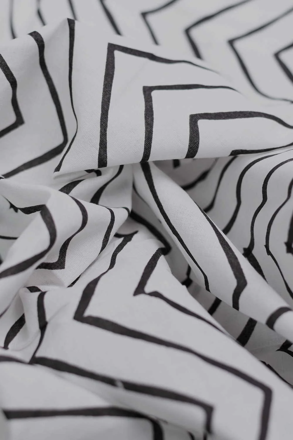Chevron on Cream Sanganeri Cotton Fabric - Image 2
