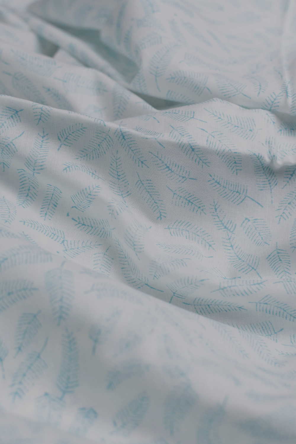 Blue leaf's - Cream Sanganeri Cotton Fabric