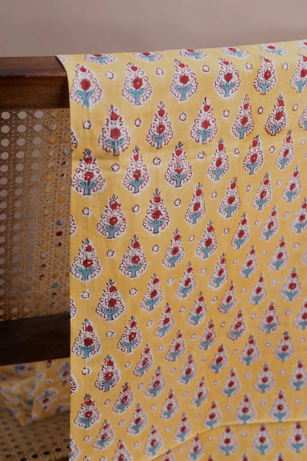 Amber Blossom Sanganeri Cotton Fabric