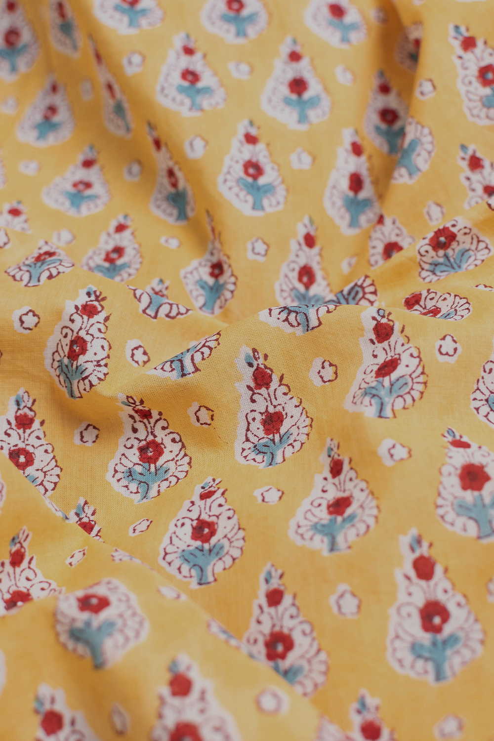 Amber Blossom Sanganeri Cotton Fabric - Image 2