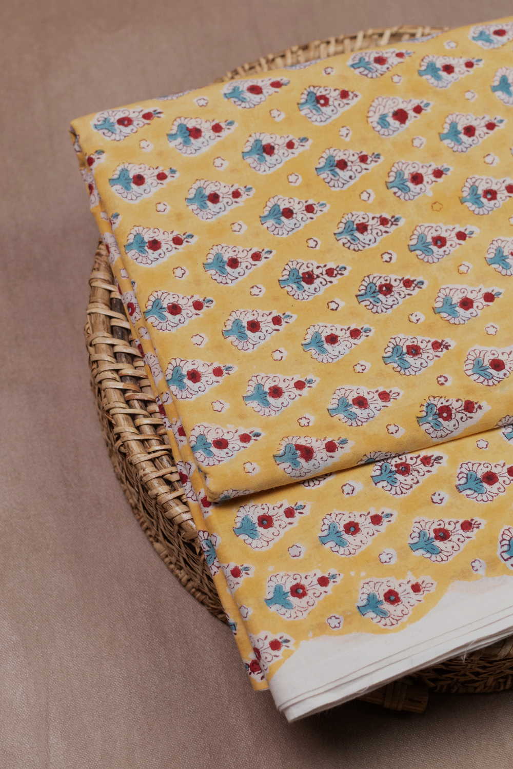 Amber Blossom Sanganeri Cotton Fabric - Image 3
