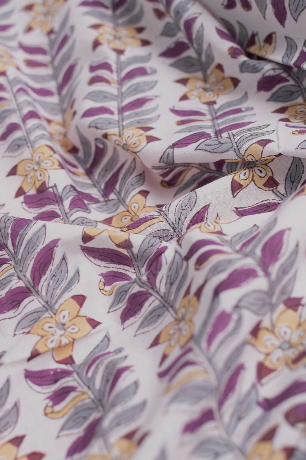 Floral Symphony Sanganeri Cotton Fabric - Image 2