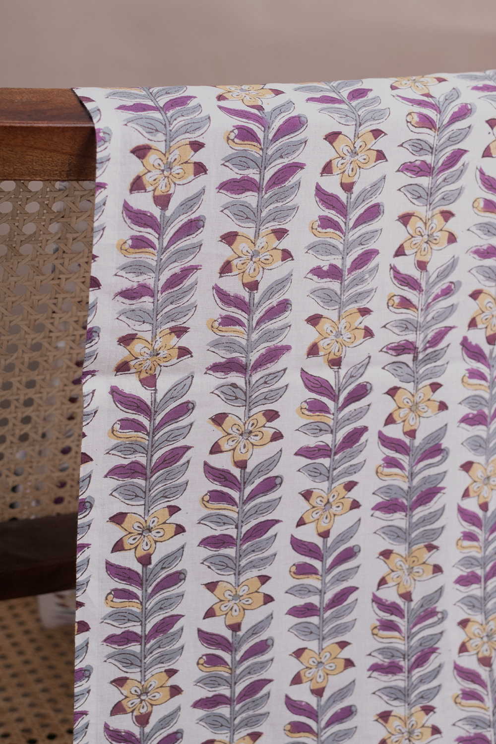 Floral Symphony Sanganeri Cotton Fabric - Image 3