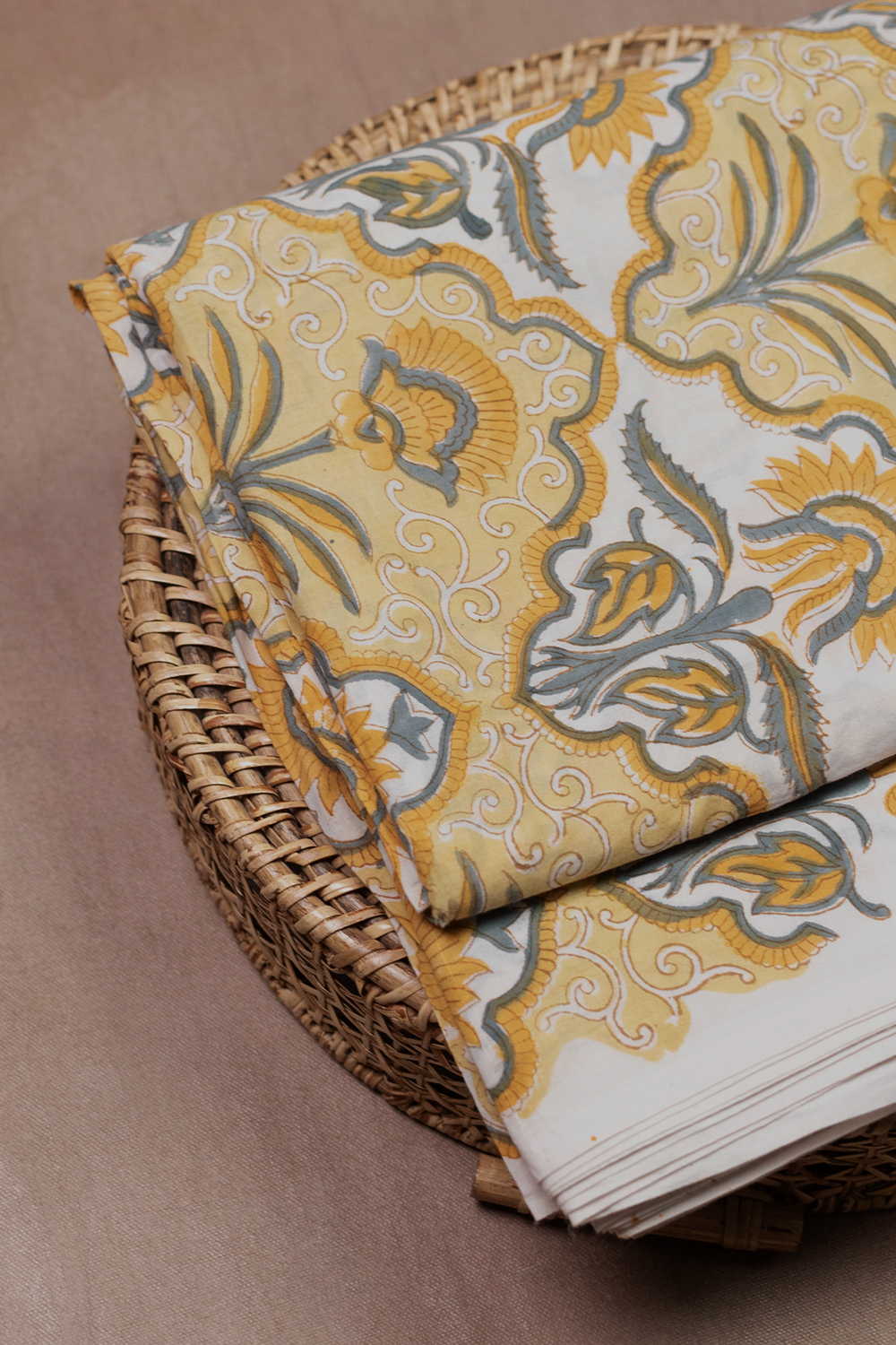 Amber Petal Dream Sanganeri Cotton Fabric