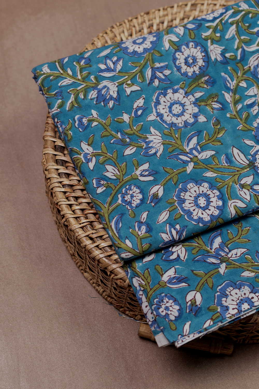 Sea Breeze Floral Sanganeri Cotton Fabric - 0.7m