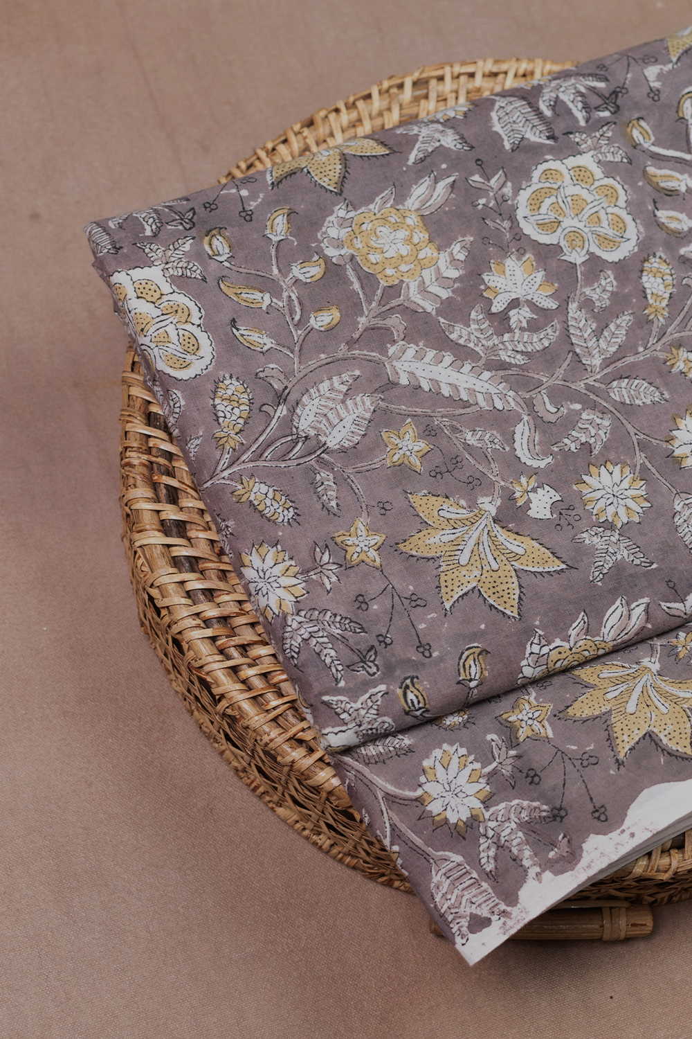 Grey Garden Sanganeri Cotton Fabric