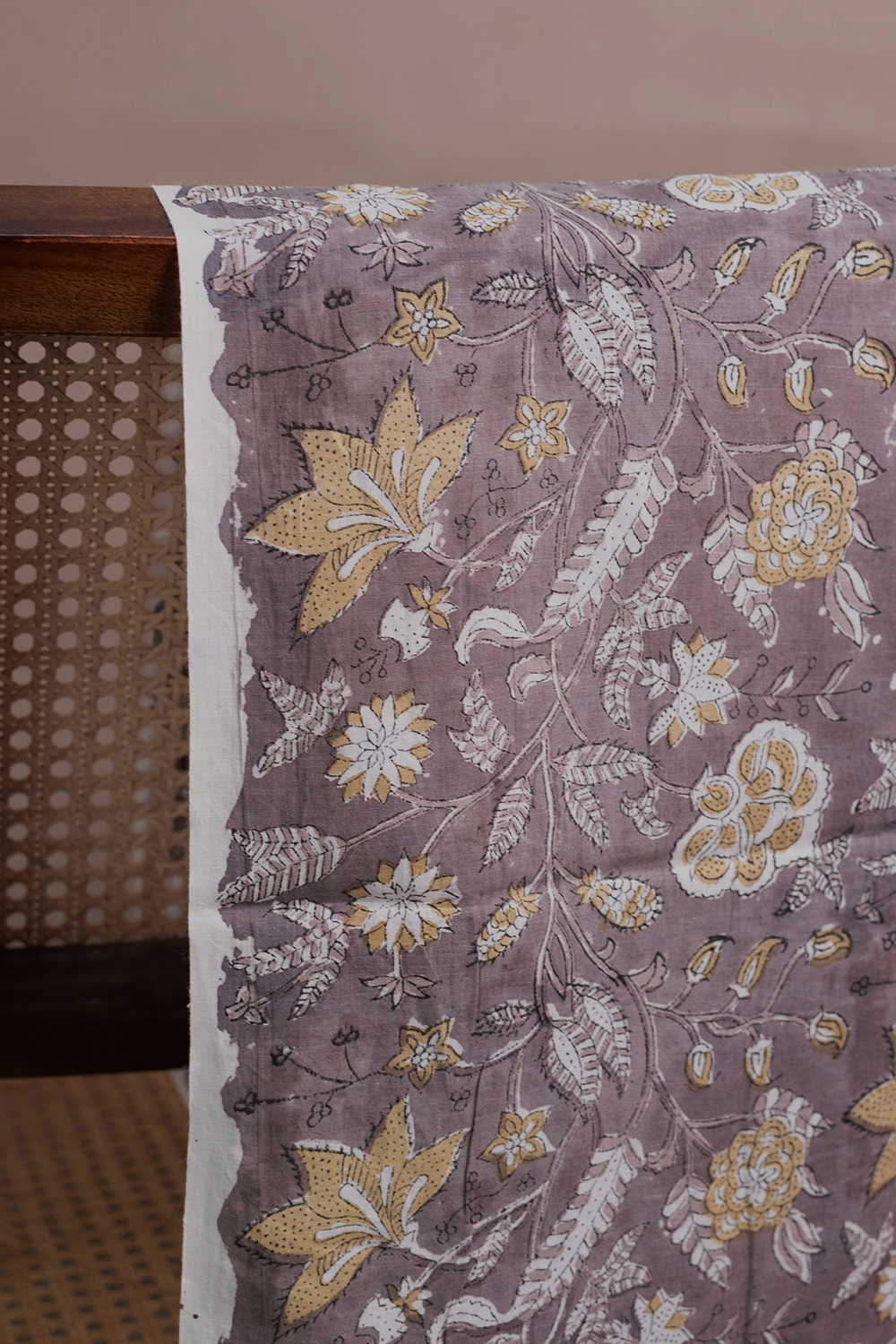 Grey Garden Sanganeri Cotton Fabric - Image 2
