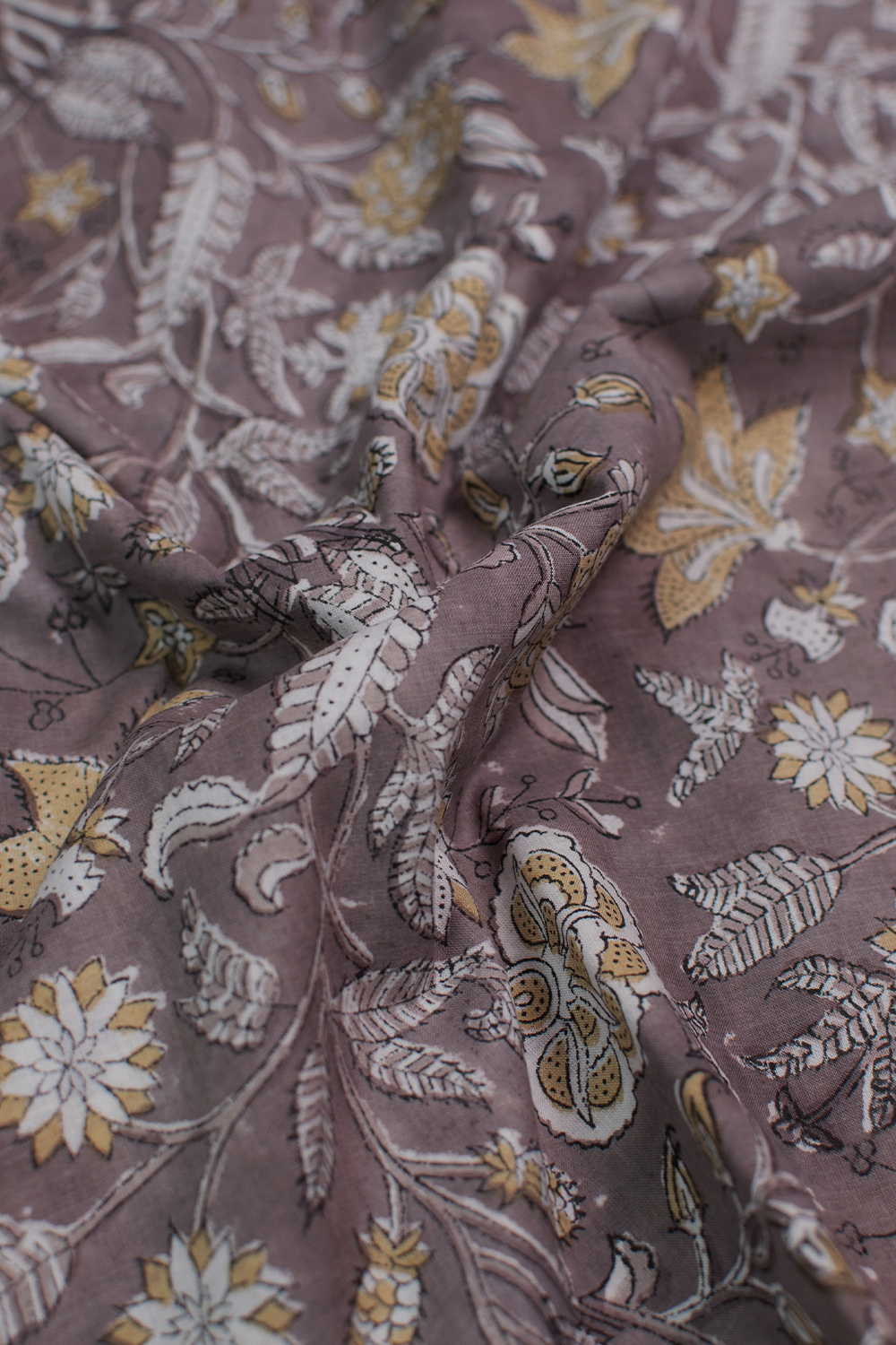 Grey Garden Sanganeri Cotton Fabric - Image 3