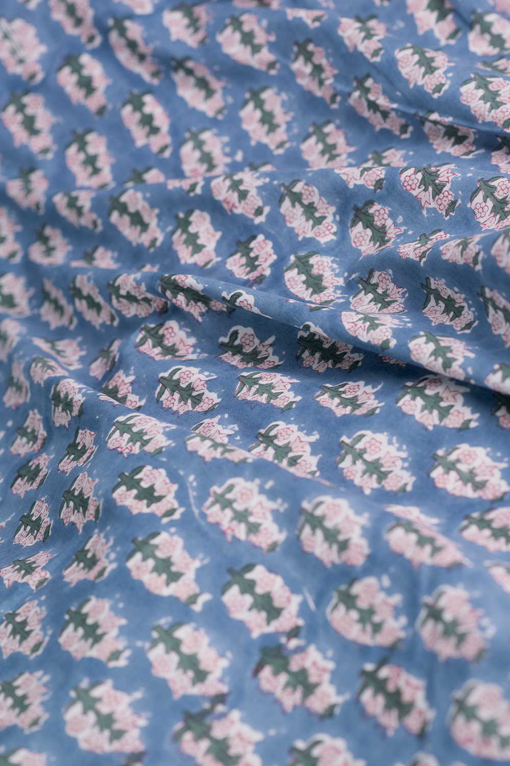 Floral Butta - Blue Sanganeri Cotton Fabric - Image 2