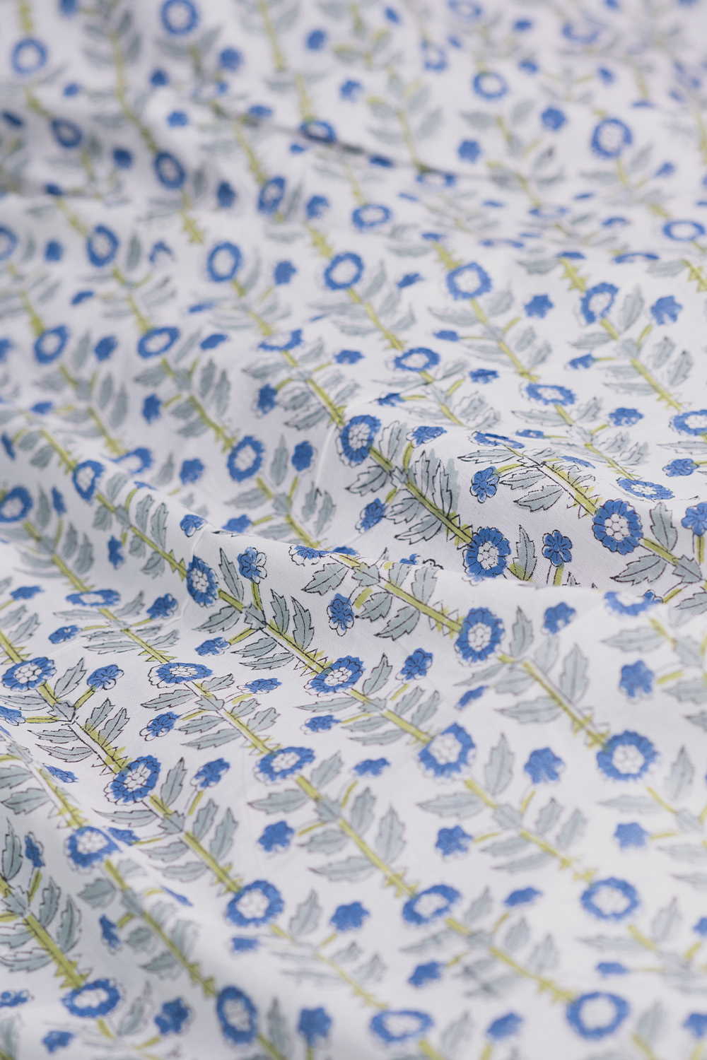 Floral Pattern - Cream Sanganeri Cotton Fabric - Image 2