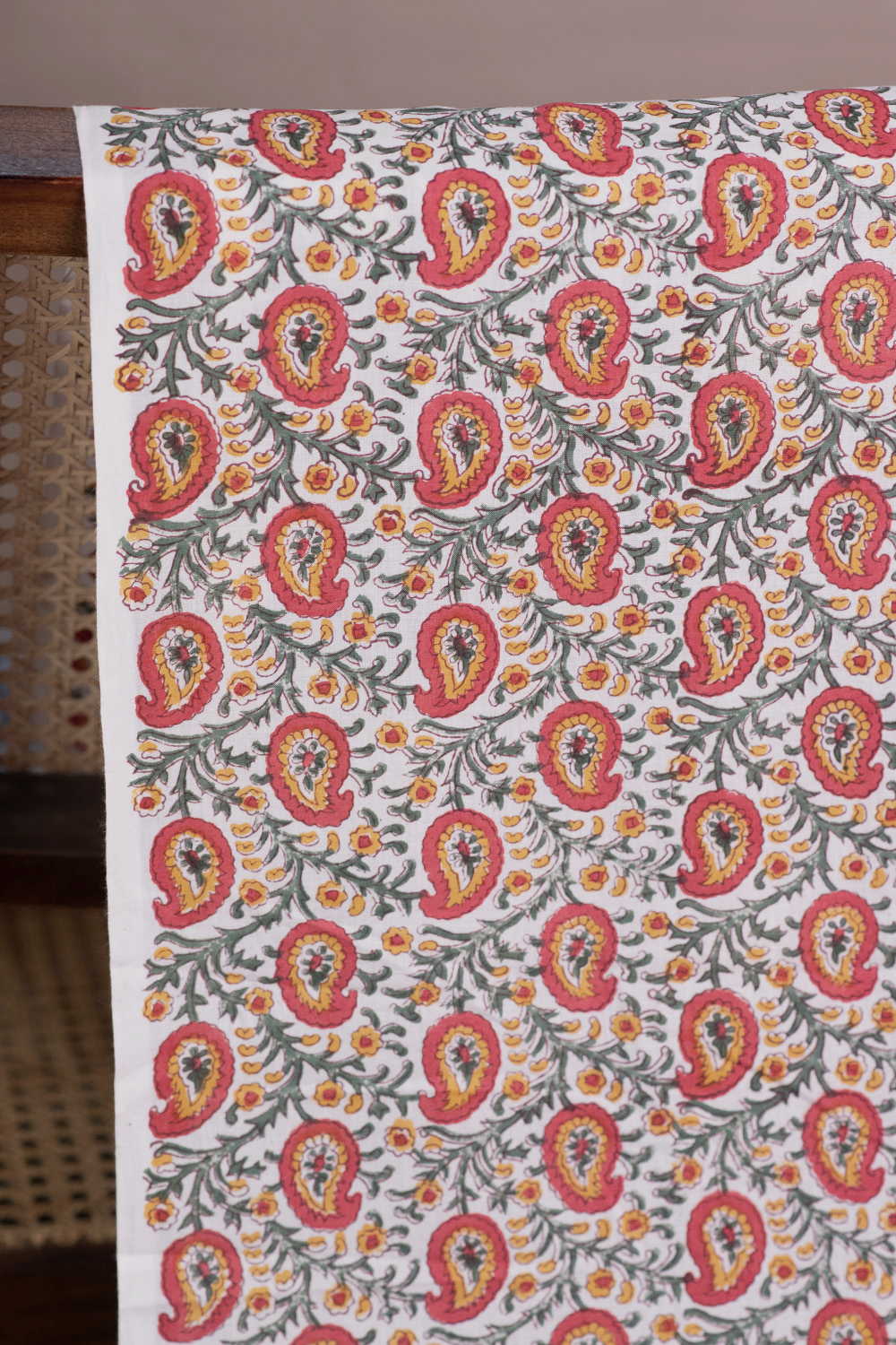 Paisley Floral Sanganeri Cotton Fabric - Image 2