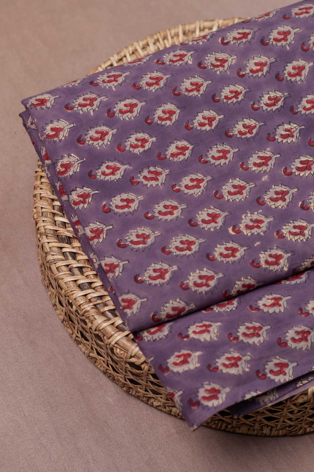 Subdued Purple Sanganeri Cotton Fabric - Image 3