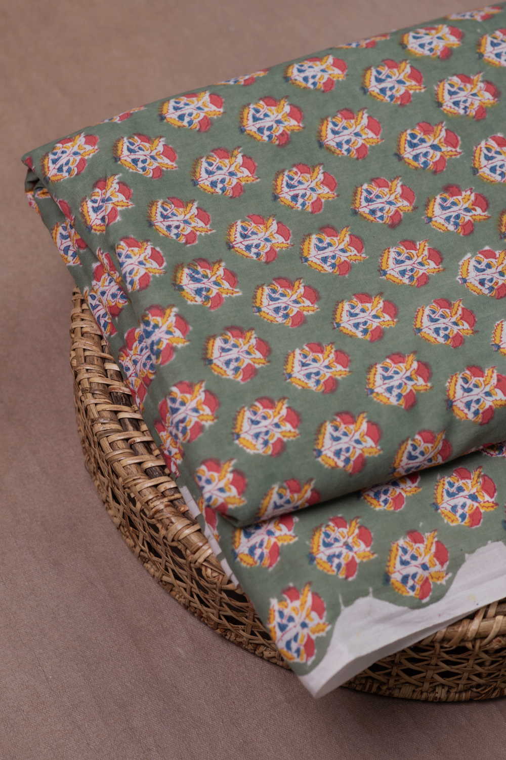 Green Sanganeri Cotton Fabric