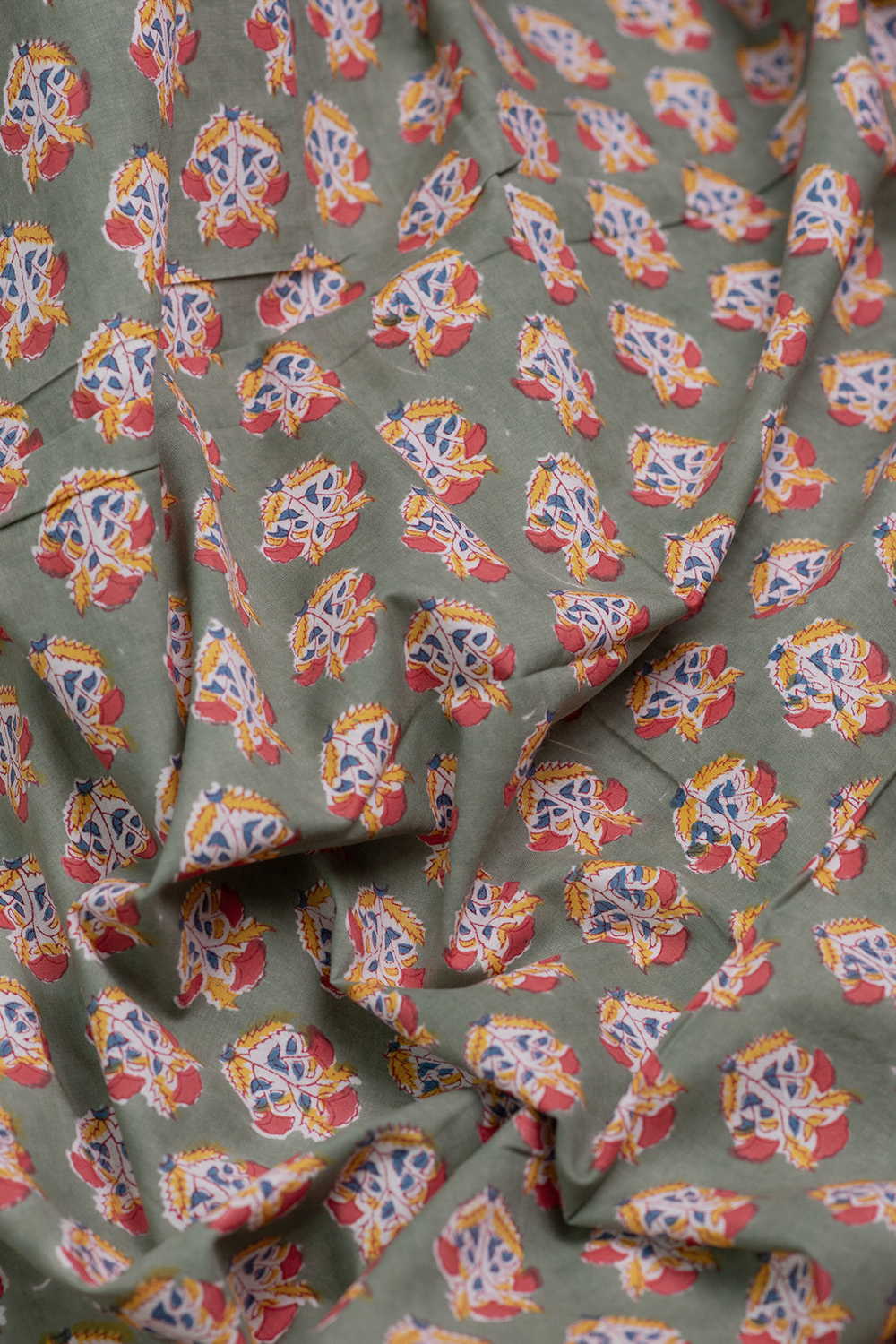Green Sanganeri Cotton Fabric - Image 3