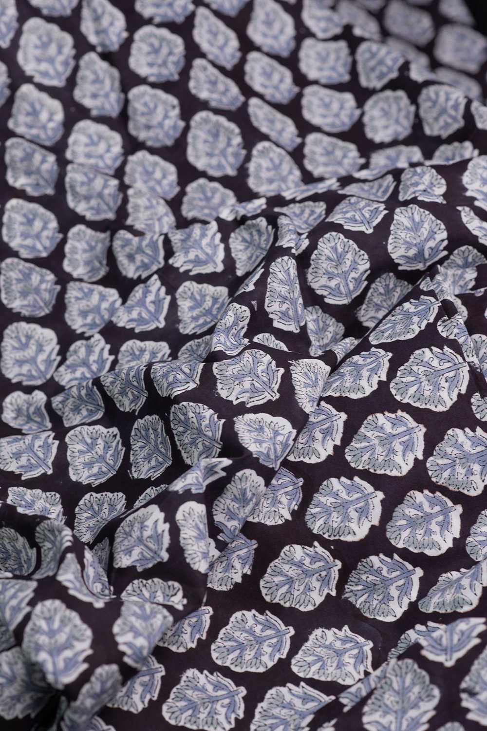 Buttas on Black Sanganeri Cotton Fabric - Image 3