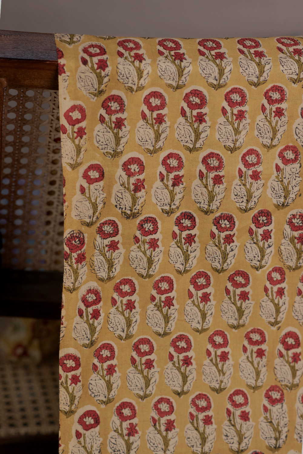 Yellow Sanganeri Cotton Fabric