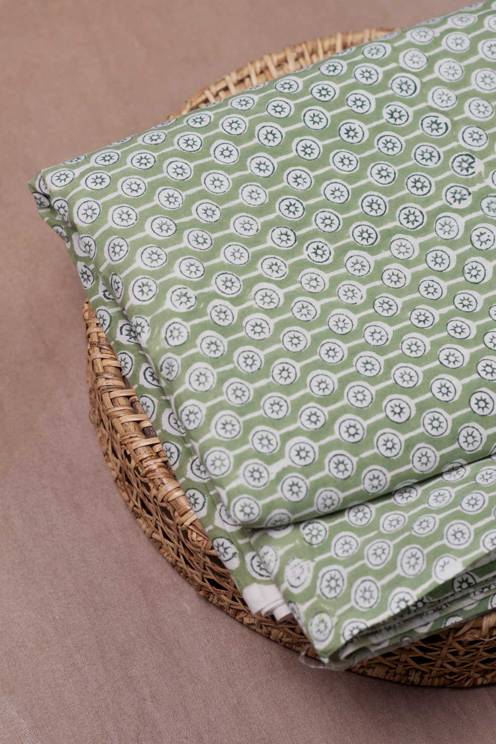 Light Green Sanganeri Cotton Fabric