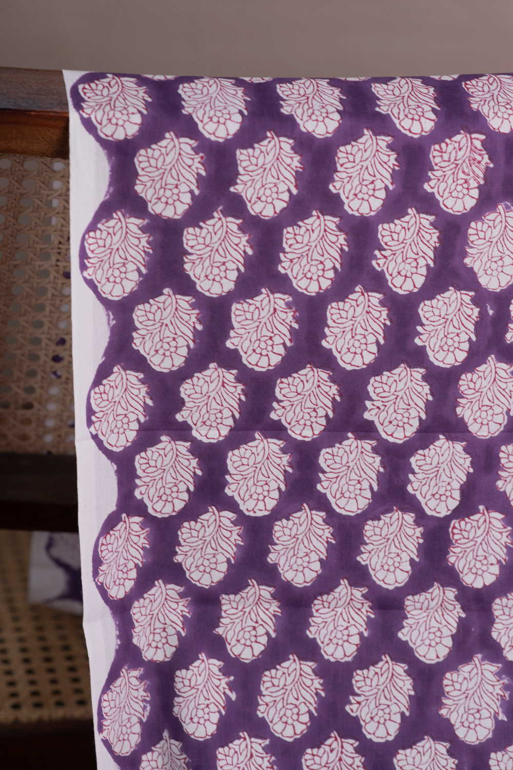 Poppy Purple Sanganeri Cotton Fabric - Image 2
