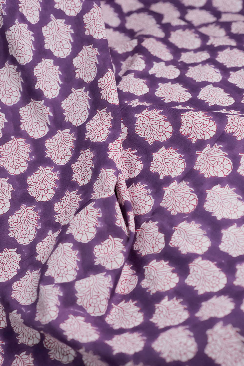 Poppy Purple Sanganeri Cotton Fabric - Image 3