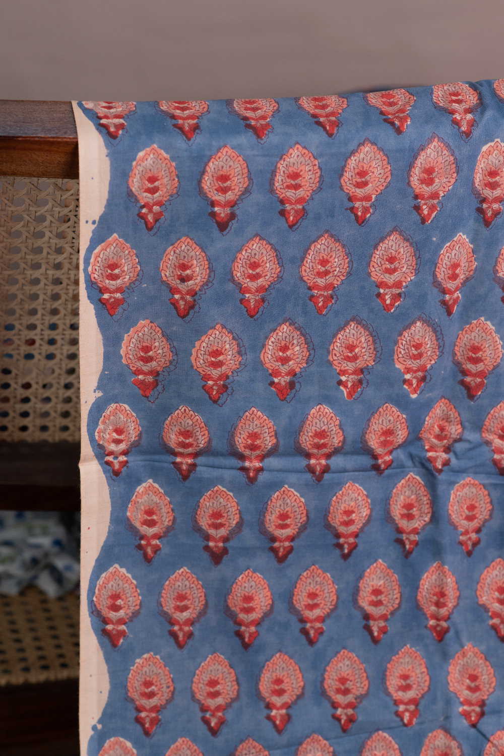 Faded Blue Sanganeri Cotton Fabric