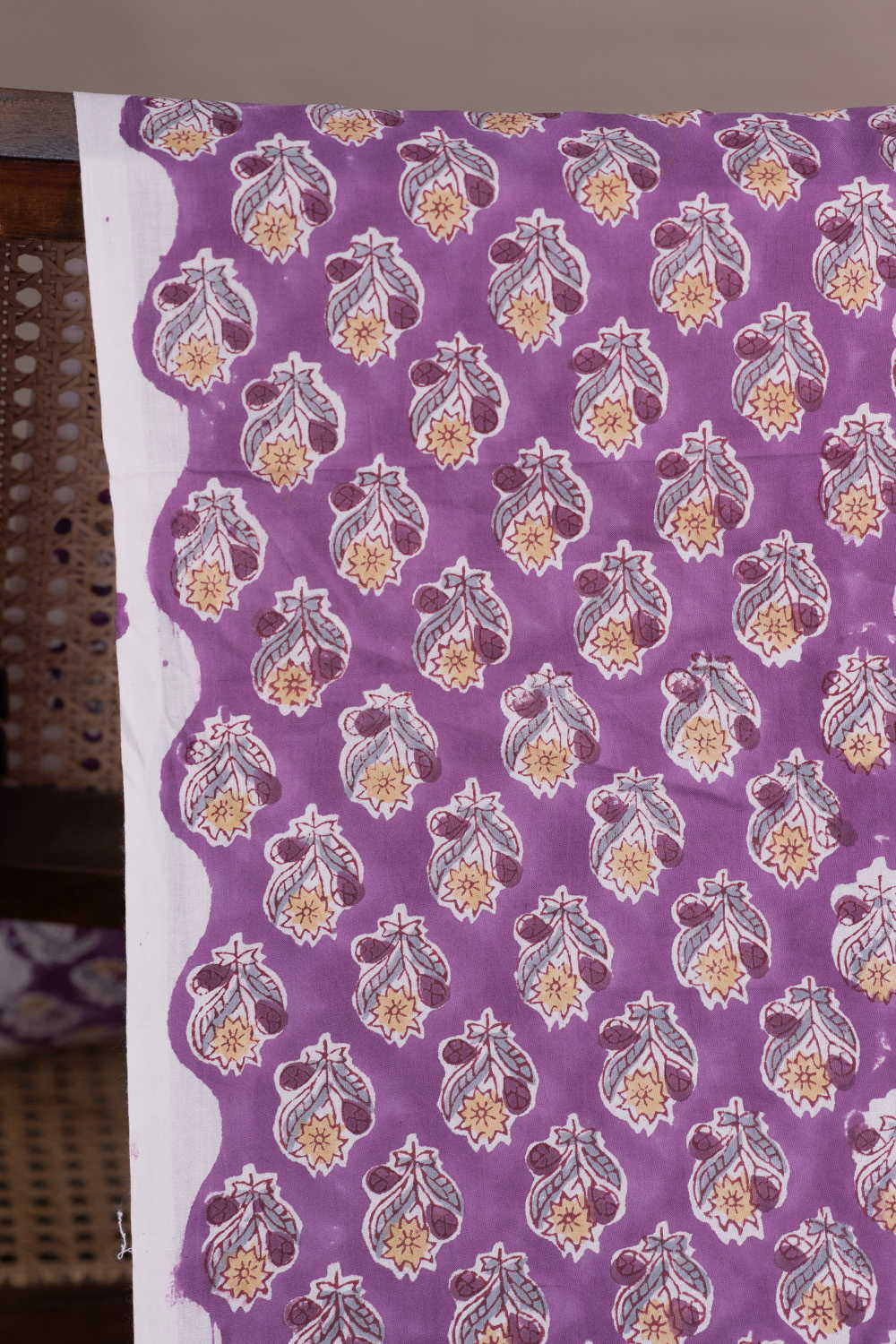 Orchid Butta Sanganeri Cotton Fabric
