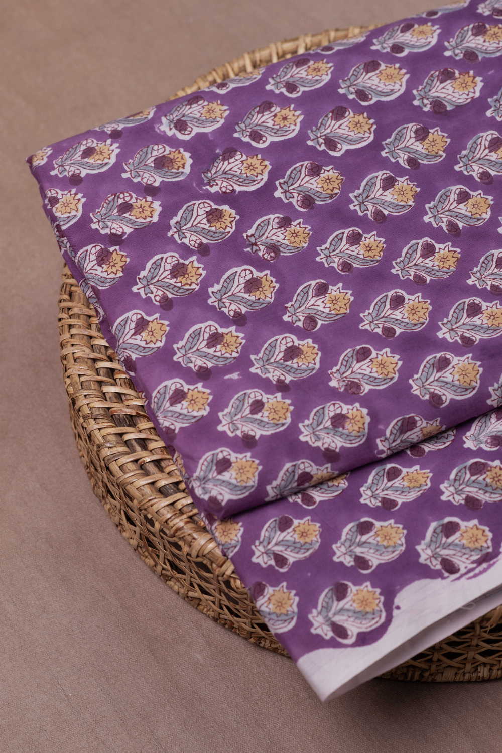 Orchid Butta Sanganeri Cotton Fabric - Image 2