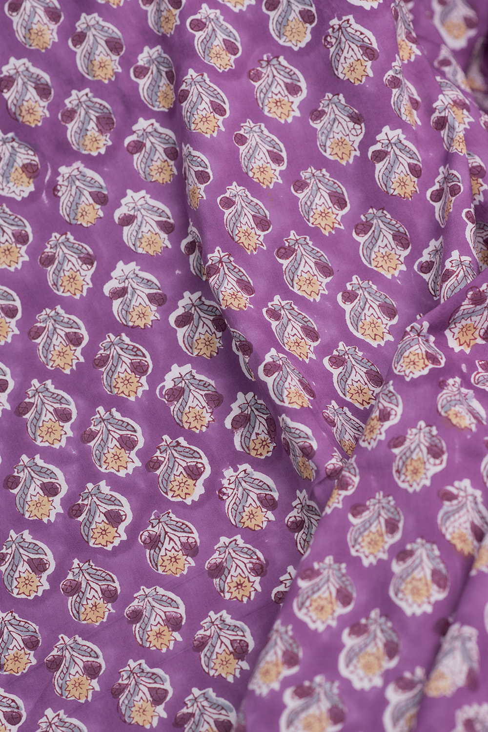 Orchid Butta Sanganeri Cotton Fabric - Image 3
